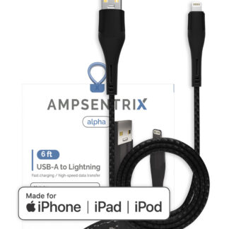 Lightning To USB Type A Kabel (MFI) (1.8 m / 6 ft) (AmpSentrix Alpha) (Black (Schwarz))