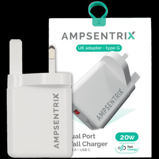 AmpSentrix 20W Dual-Port (USB-C + USB-A) (220V / UK Plug)