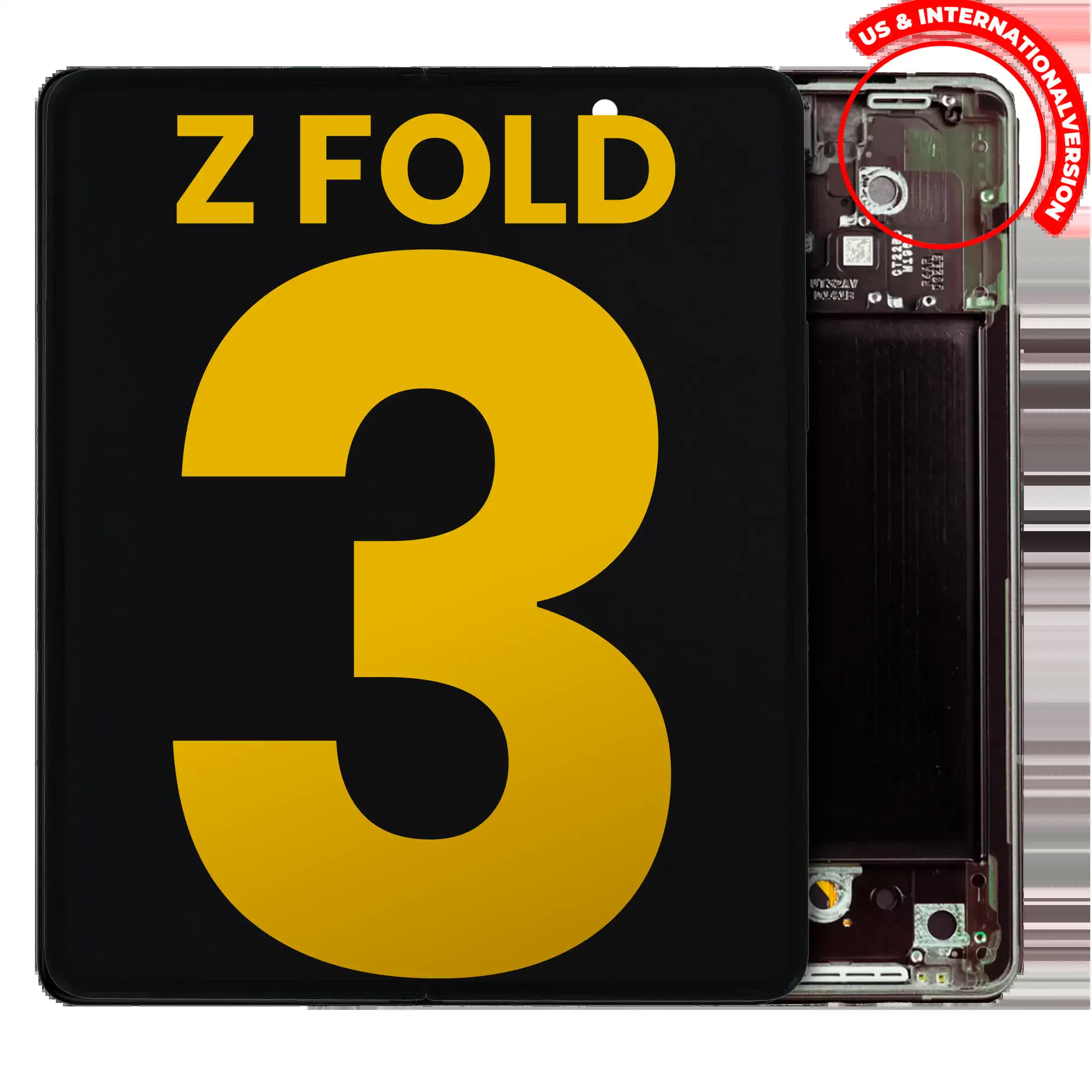 Inner OLED Display mit Rahmen für Samsung Galaxy Z Fold 3 5G (US & International) (professionell aufgearbeitet) (Phantom Black)