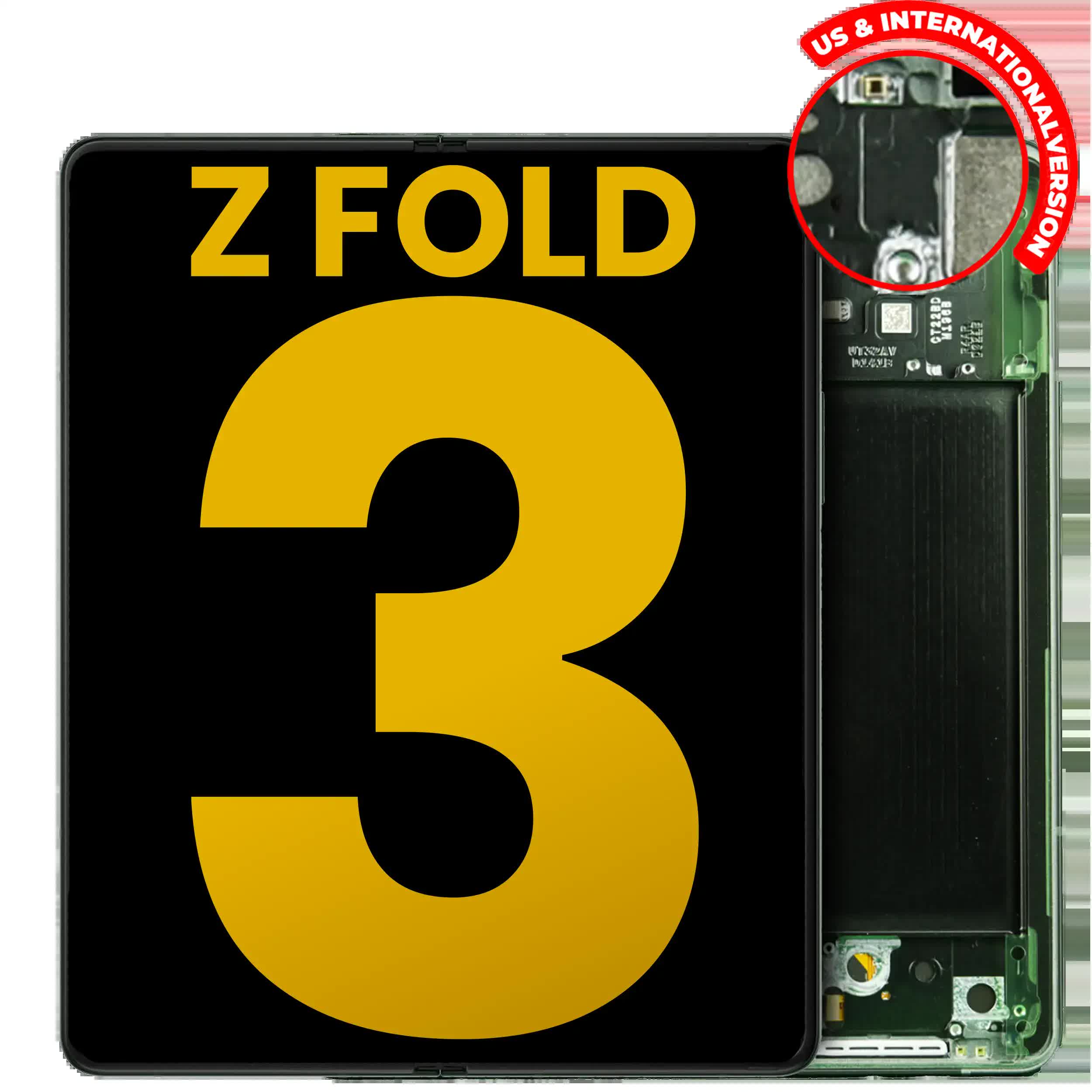 Inner OLED Display mit Rahmen für Samsung Galaxy Z Fold 3 5G (US & International) (professionell aufgearbeitet) (Phantom Green)