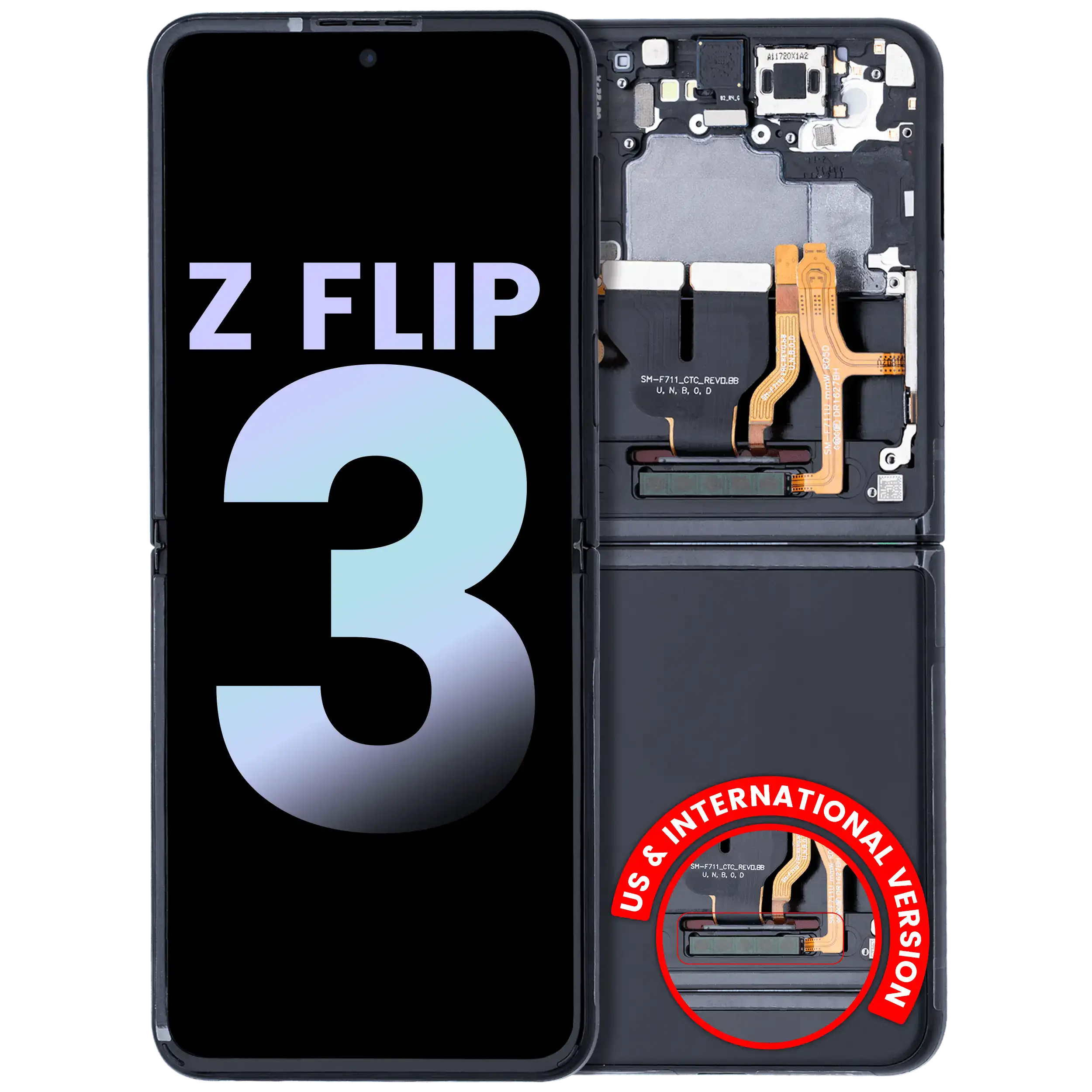 Inner OLED Display mit Rahmen für Samsung Galaxy Z Fold 3 5G (US & International) (Service Pack) (Phantom Black) – Bild 5