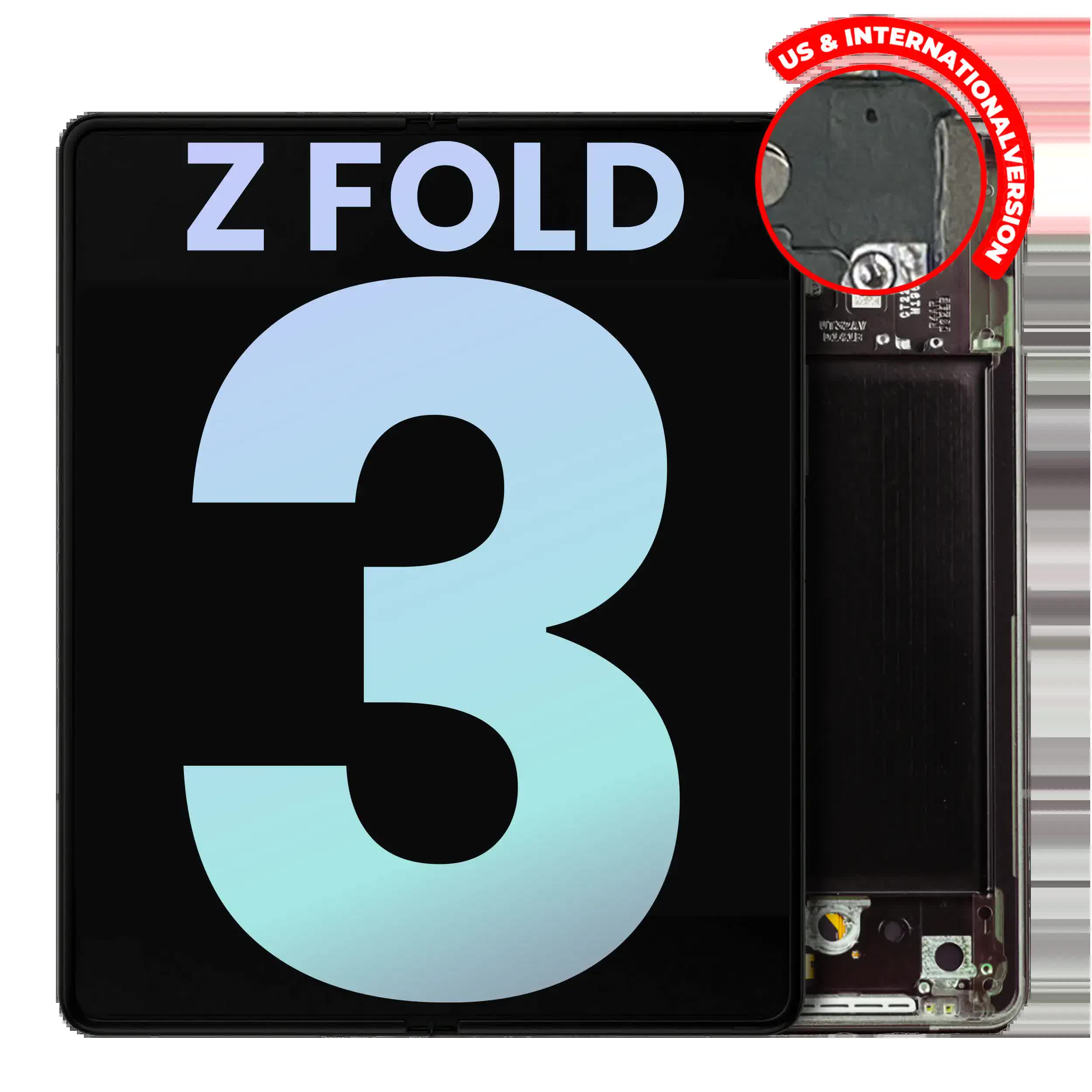Inner OLED Display mit Rahmen für Samsung Galaxy Z Fold 3 5G (US & International) (Service Pack) (Phantom Black)