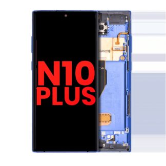 OLED Display mit Rahmen für Samsung Galaxy Note 10 Plus / 5G (Aftermarket Plus) (Blue (Blau))