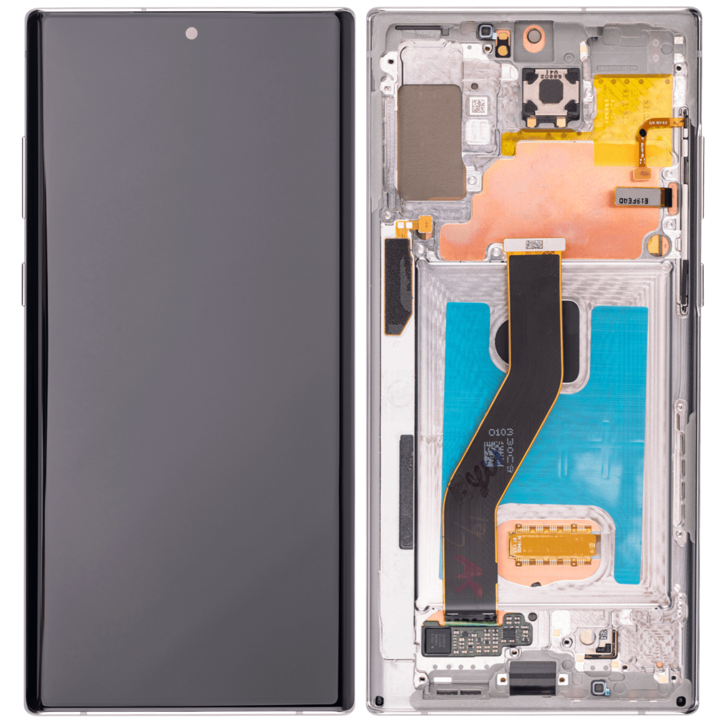 OLED Display mit Rahmen für Samsung Galaxy Note 10 Plus / 5G (Aftermarket Plus) (Aura Glow / Silver) – Bild 2