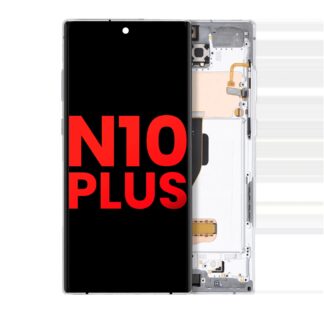 OLED Display mit Rahmen für Samsung Galaxy Note 10 Plus / 5G (Aftermarket Plus) (Aura White)