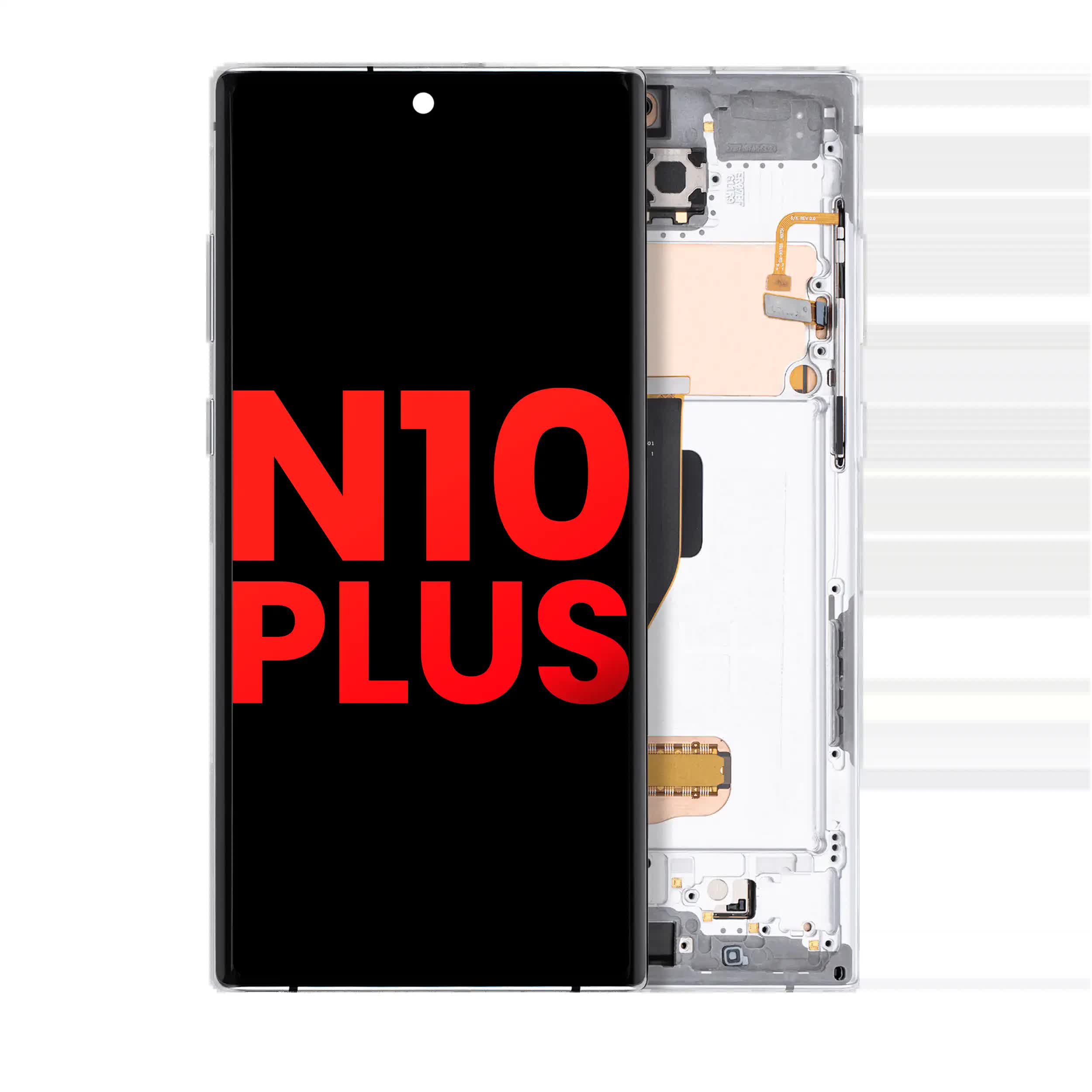 OLED Display mit Rahmen für Samsung Galaxy Note 10 Plus / 5G (Aftermarket Plus) (Aura White)