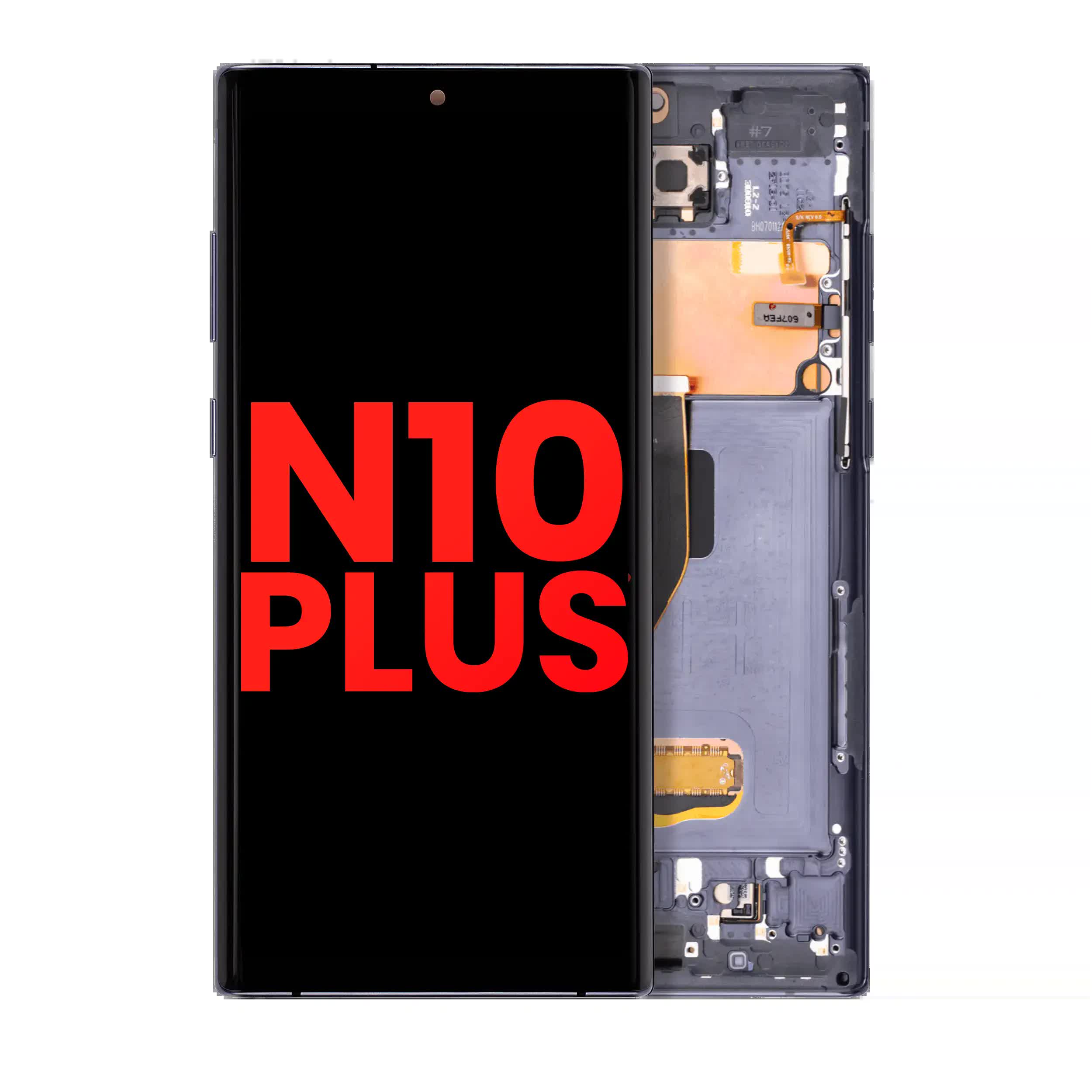 OLED Display mit Rahmen für Samsung Galaxy Note 10 Plus / 5G (Aftermarket Plus) (Aura Black)