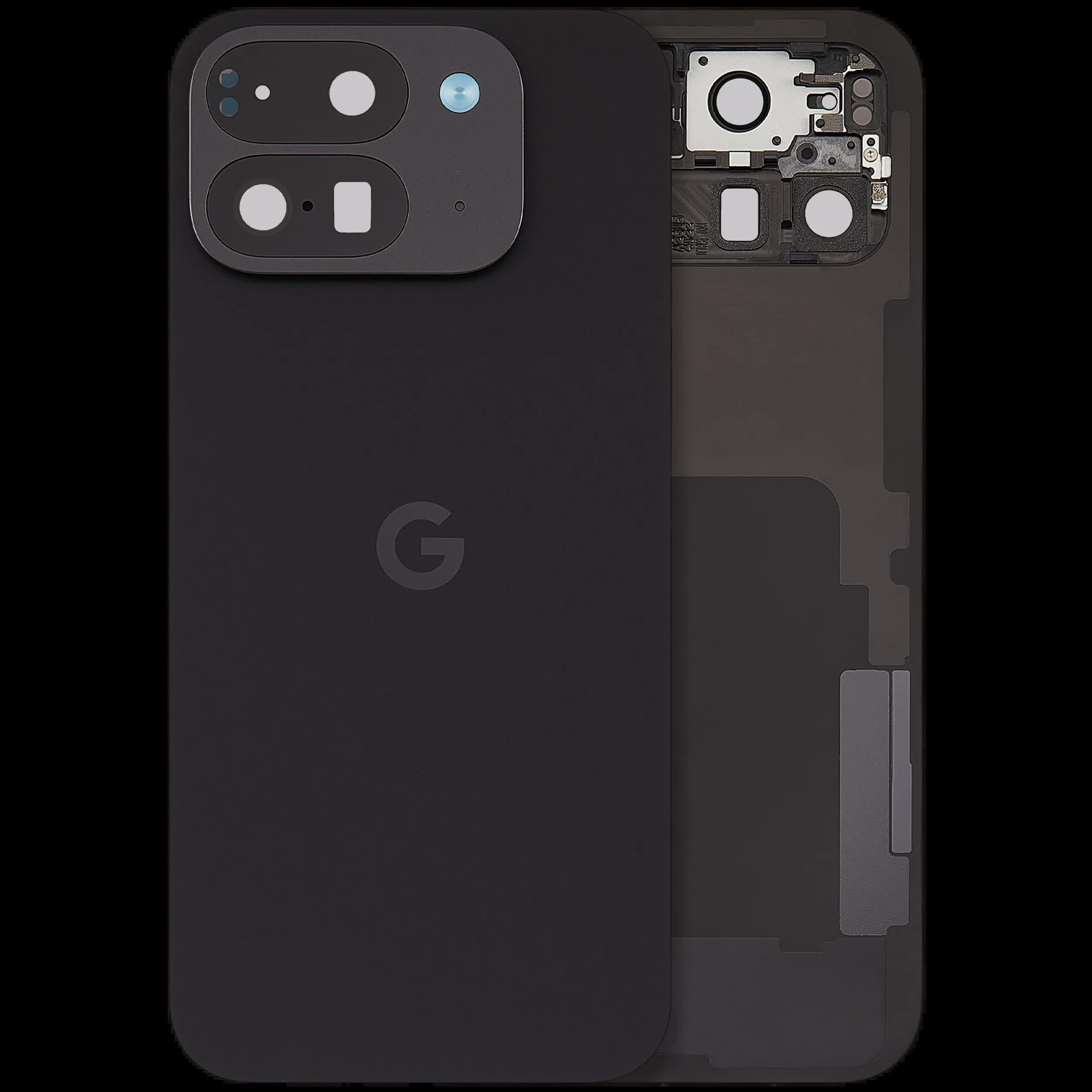 Rückdeckelglas für Google Pixel 9 Pro Fold (ausgebautes Originalteil: Grade A) (Obsidian)