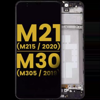 OLED Display mit Rahmen für Samsung Galaxy M21 (M215 / 2020) / M30 (M305 / 2019) (professionell aufgearbeitet) (Black (Schwarz))