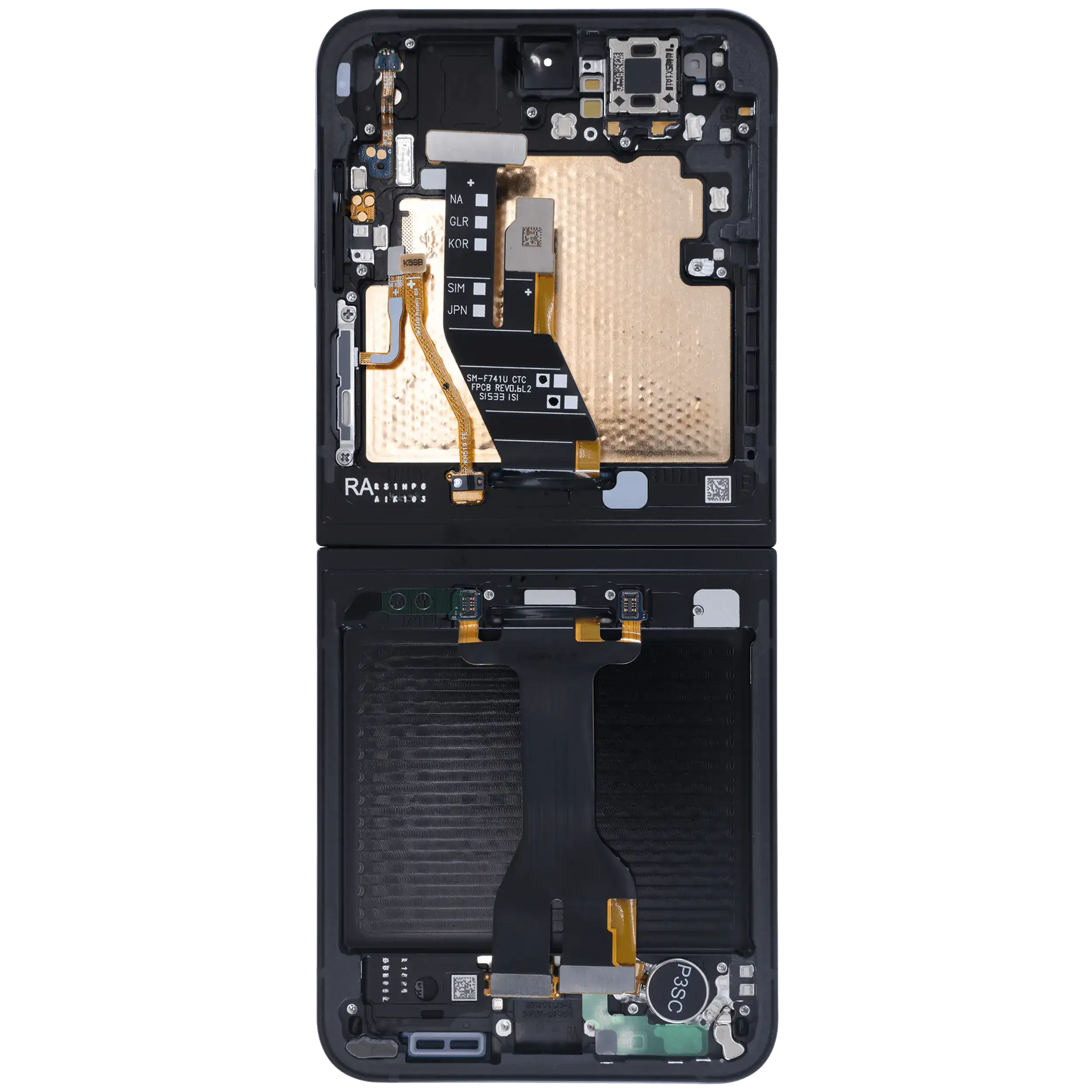 Inner OLED Display mit Rahmen für Samsung Galaxy Z Flip 7 FE 5G (Service Pack) (Black (Schwarz)) – Bild 4