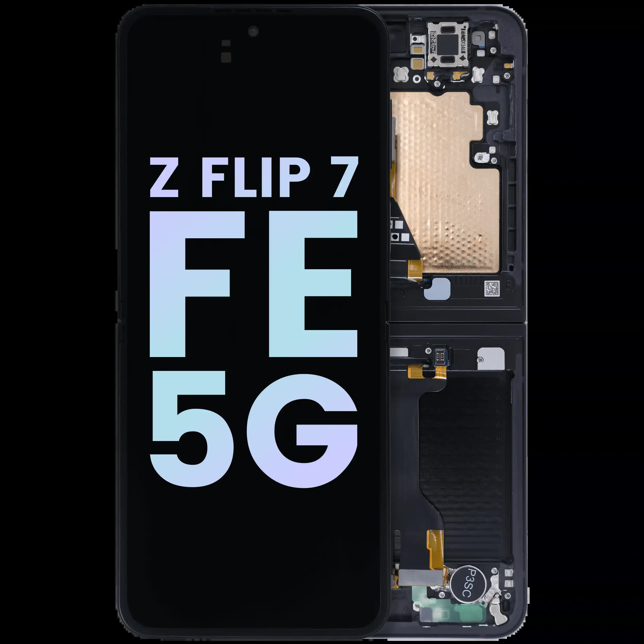 Inner OLED Display mit Rahmen für Samsung Galaxy Z Flip 7 FE 5G (Service Pack) (Black (Schwarz))