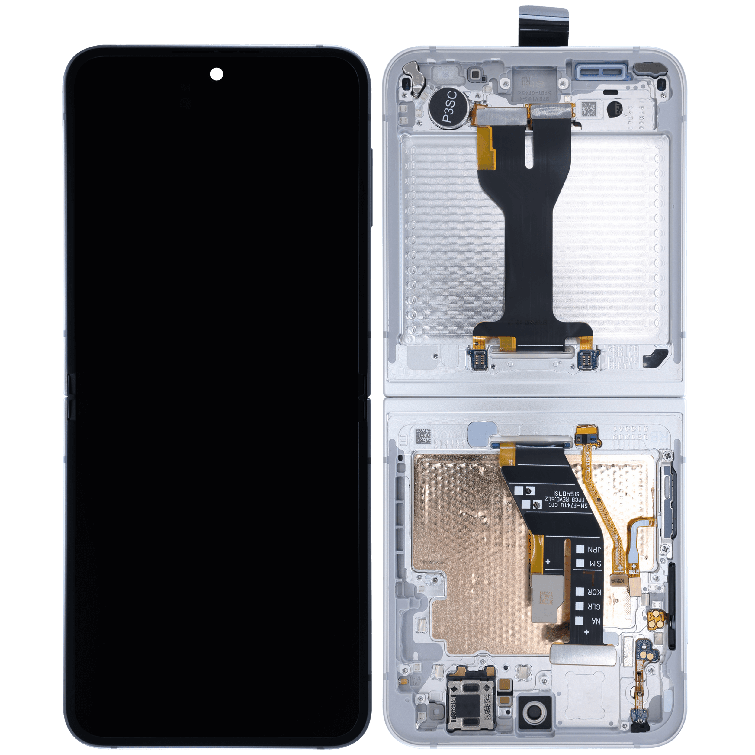 Inner OLED Display mit Rahmen für Samsung Galaxy Z Flip 7 FE 5G (Service Pack) (White (Weiß)) – Bild 2