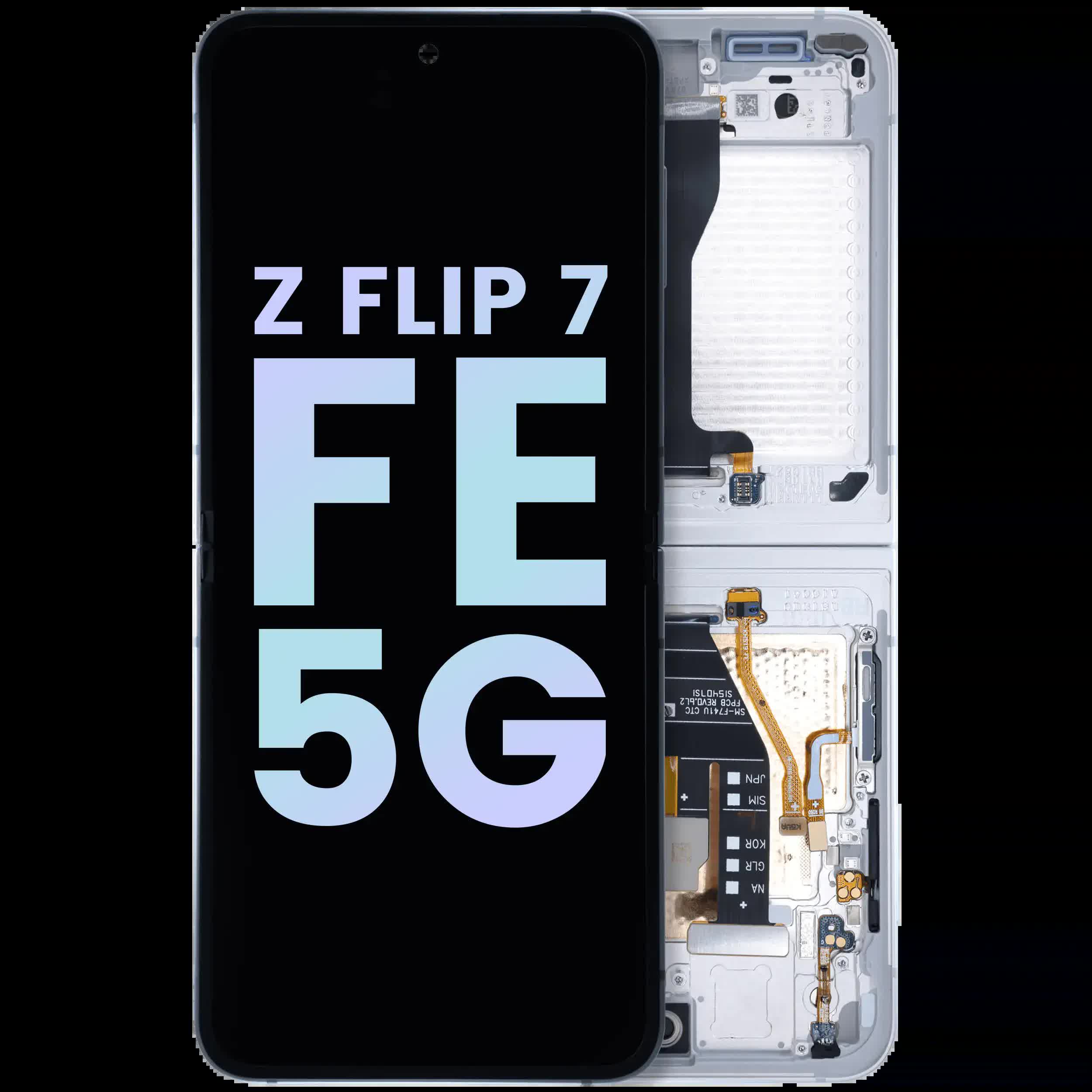 Inner OLED Display mit Rahmen für Samsung Galaxy Z Flip 7 FE 5G (Service Pack) (White (Weiß))