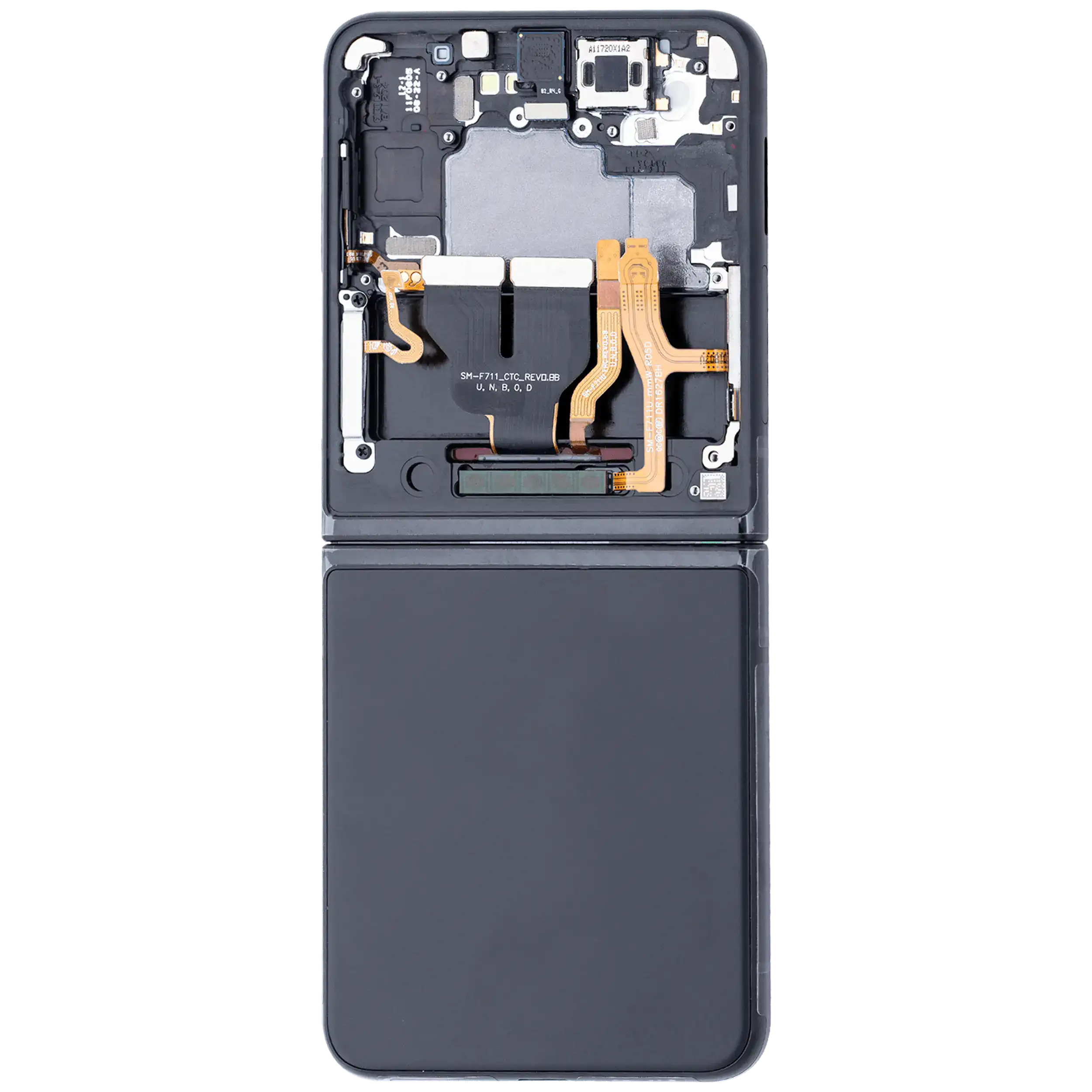 Inner OLED Display mit Rahmen für Samsung Galaxy Z Flip 3 5G (F711) (US & International) (Aftermarket Plus) (Phantom Black) – Bild 4