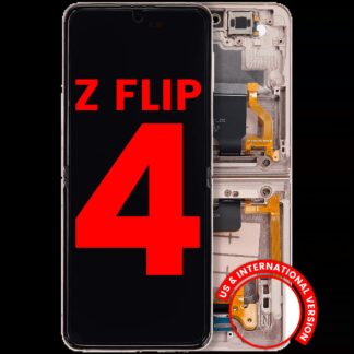 Inner OLED Display mit Rahmen für Samsung Galaxy Z Flip 4 5G (F721) (US & International Version) (Aftermarket Plus) (Pink Gold)