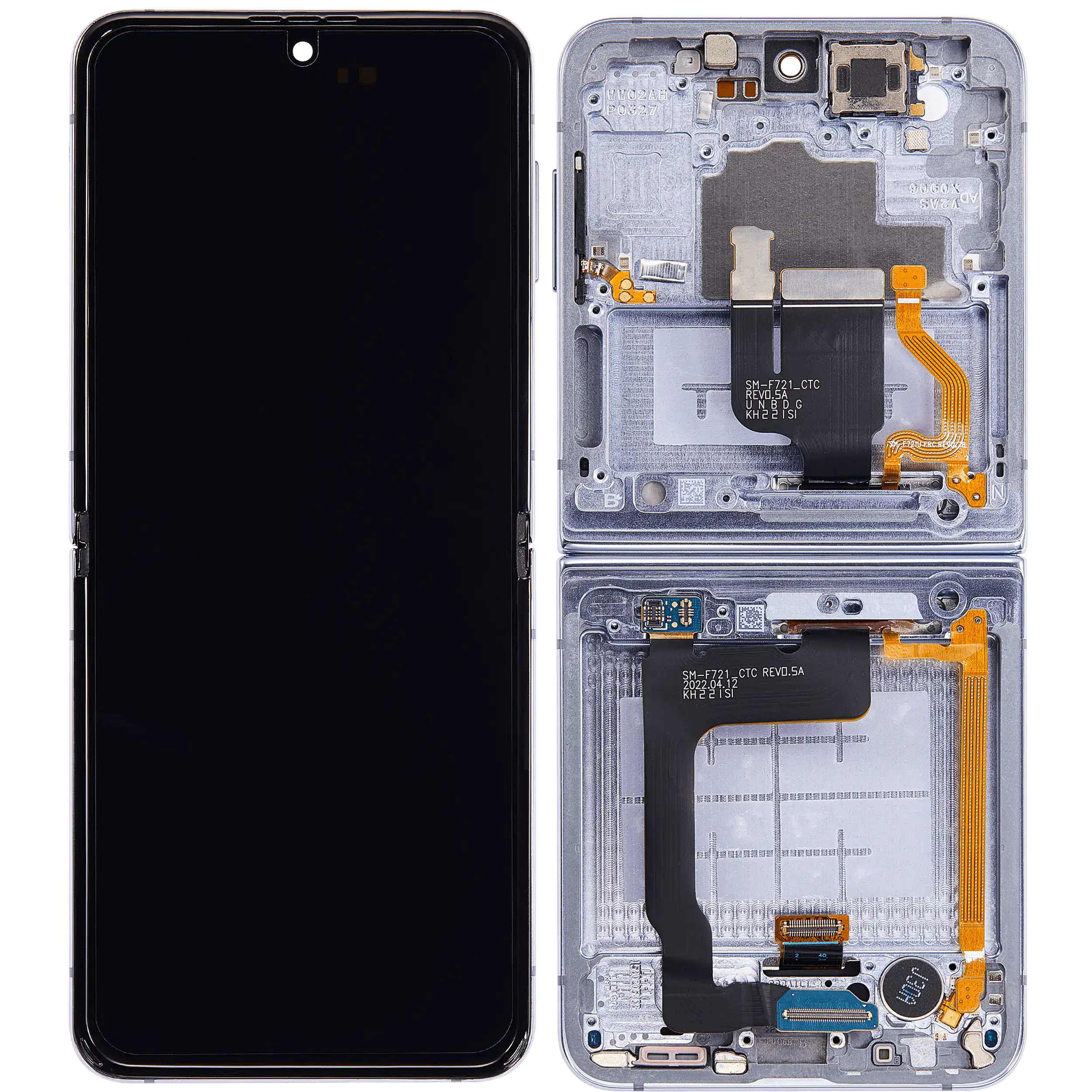 Inner OLED Display mit Rahmen für Samsung Galaxy Z Flip 4 5G (F721) (US & International Version) (Aftermarket Plus) (Blue (Blau)) – Bild 2