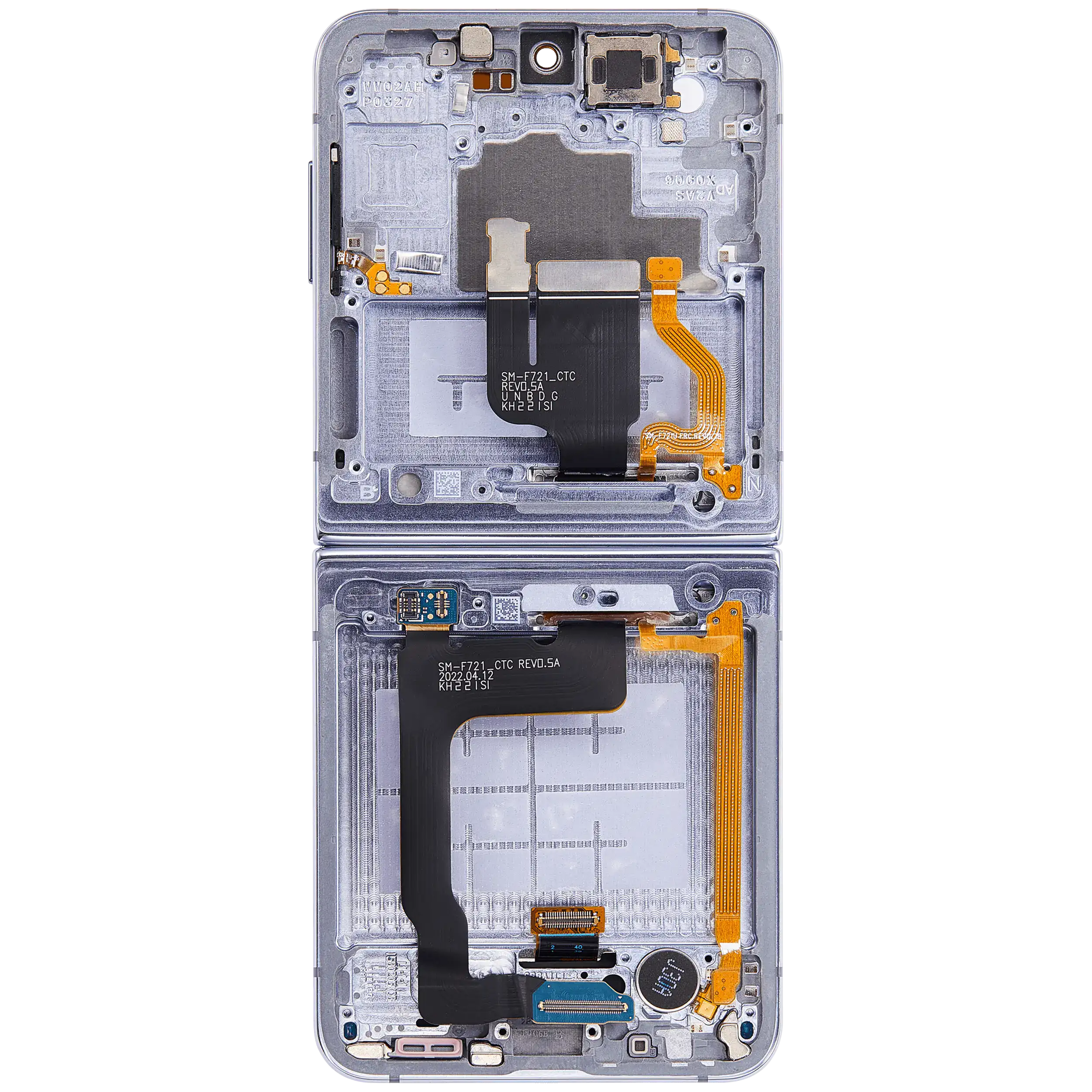 Inner OLED Display mit Rahmen für Samsung Galaxy Z Flip 4 5G (F721) (US & International Version) (Aftermarket Plus) (Blue (Blau)) – Bild 4