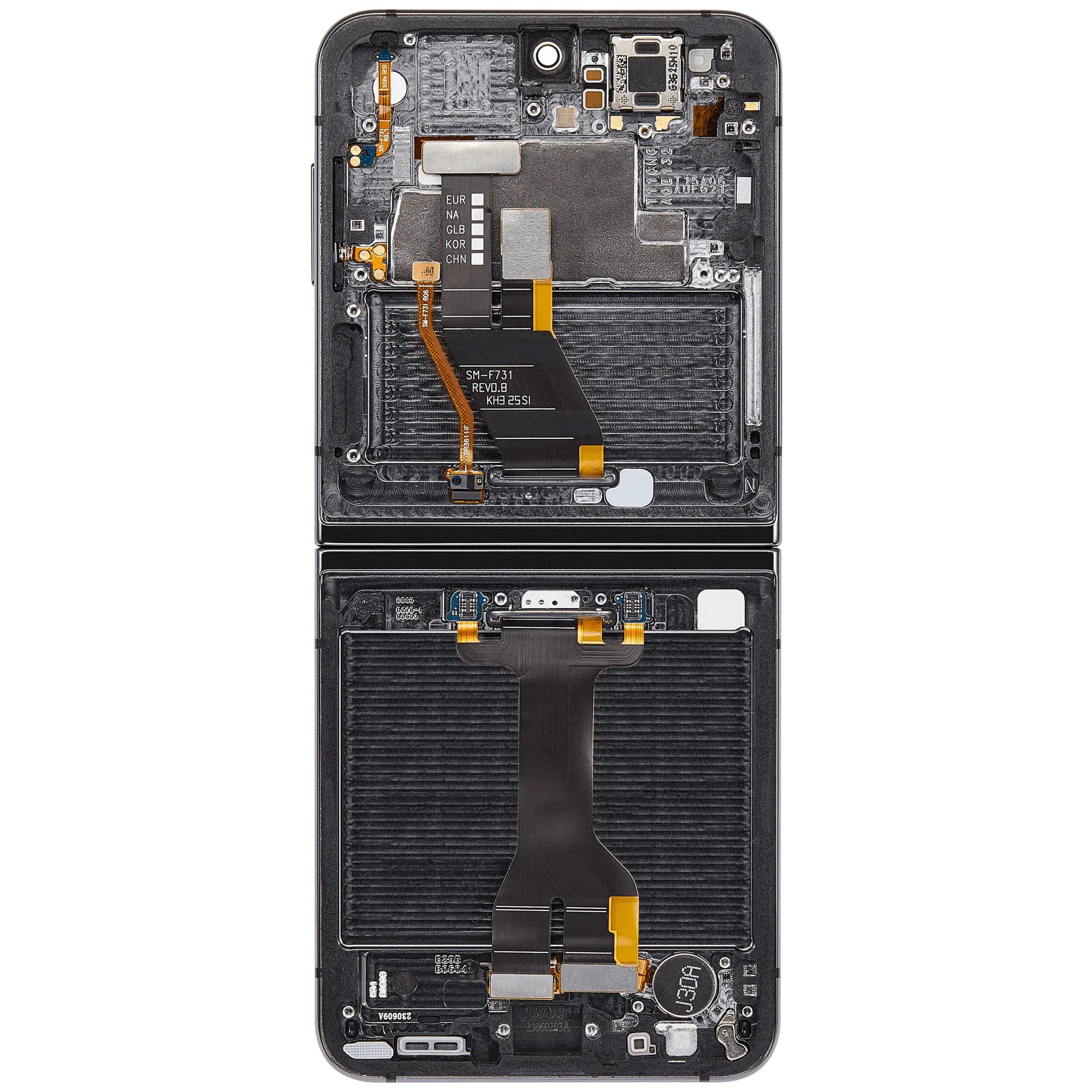 Inner OLED Display mit Rahmen für Samsung Galaxy Z Flip 5 5G (F731) (US & International) (Aftermarket Plus) (Gray (Grau)) – Bild 4
