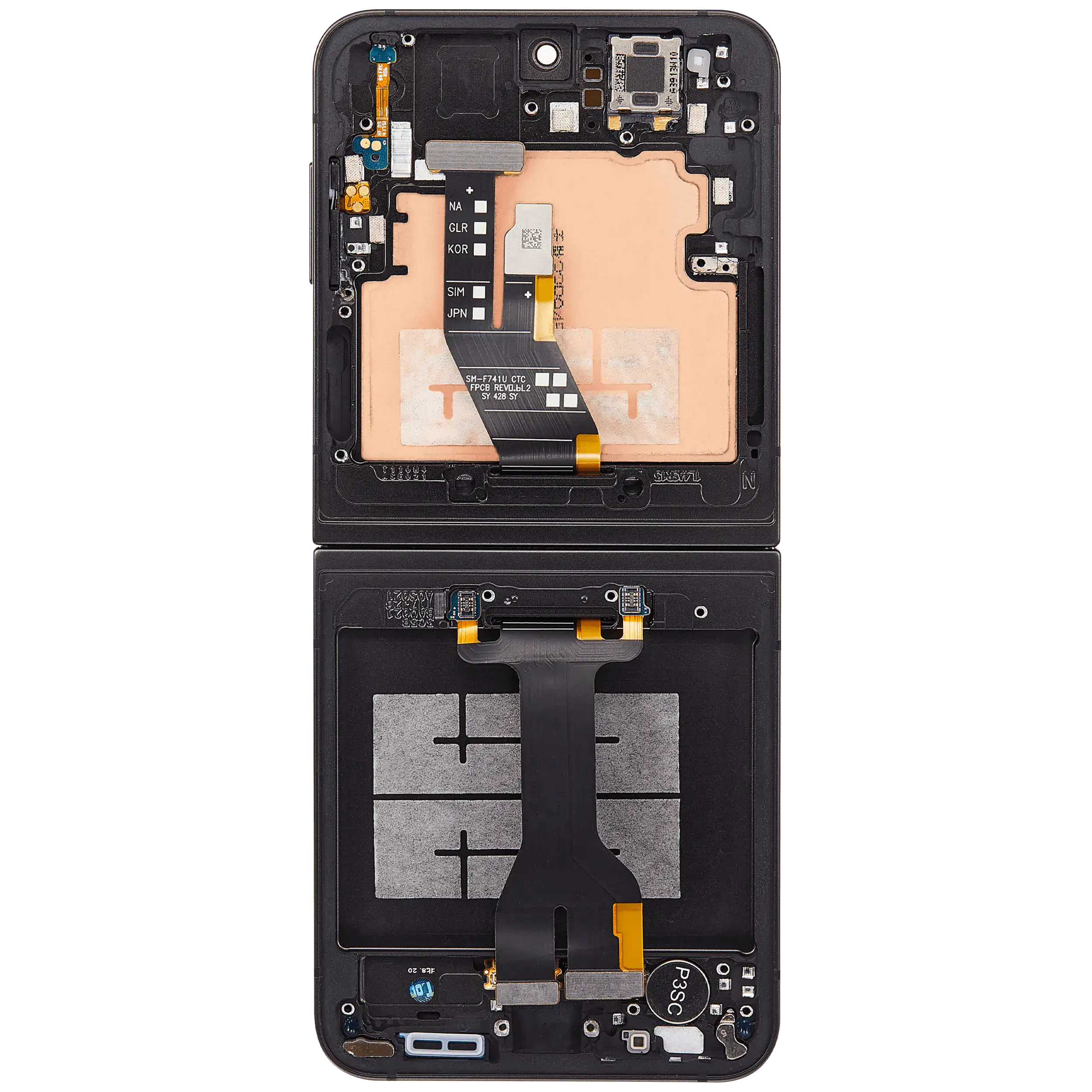 Inner OLED Display mit Rahmen für Samsung Galaxy Z Flip 6 5G (F741) (US & International) (Aftermarket Plus) (Black (Schwarz)) – Bild 4