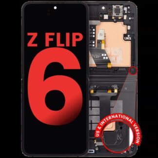 Inner OLED Display mit Rahmen für Samsung Galaxy Z Flip 6 5G (F741) (US & International) (Aftermarket Plus) (Black (Schwarz))