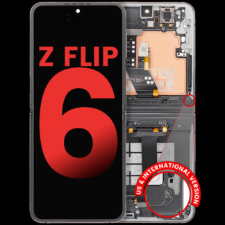Inner OLED Display mit Rahmen für Samsung Galaxy Z Flip 6 5G (F741) (US & International) (Aftermarket Plus) (Silver Shadow)