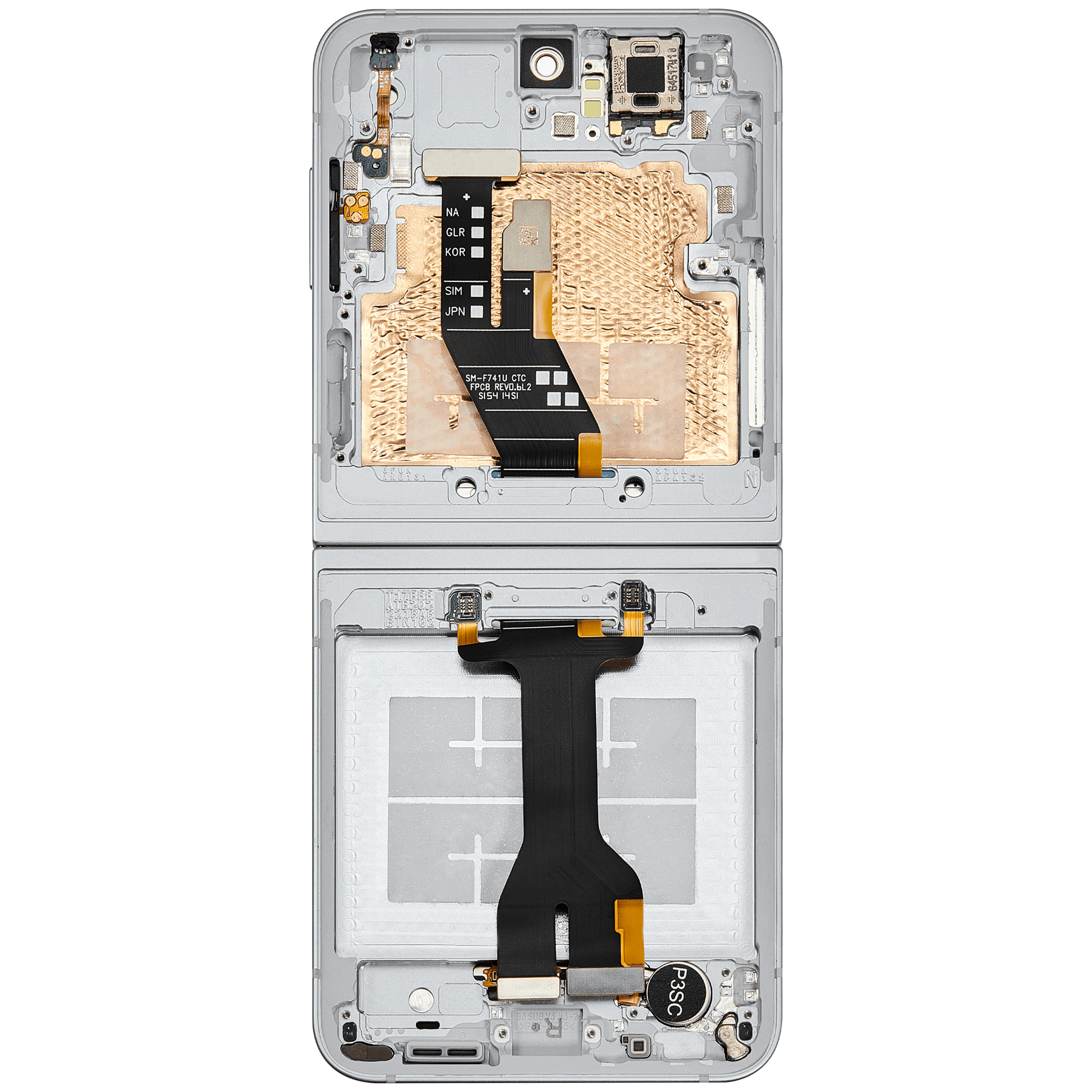 Inner OLED Display mit Rahmen für Samsung Galaxy Z Flip 6 5G (F741) (US & International) (Aftermarket Plus) (White (Weiß)) – Bild 4