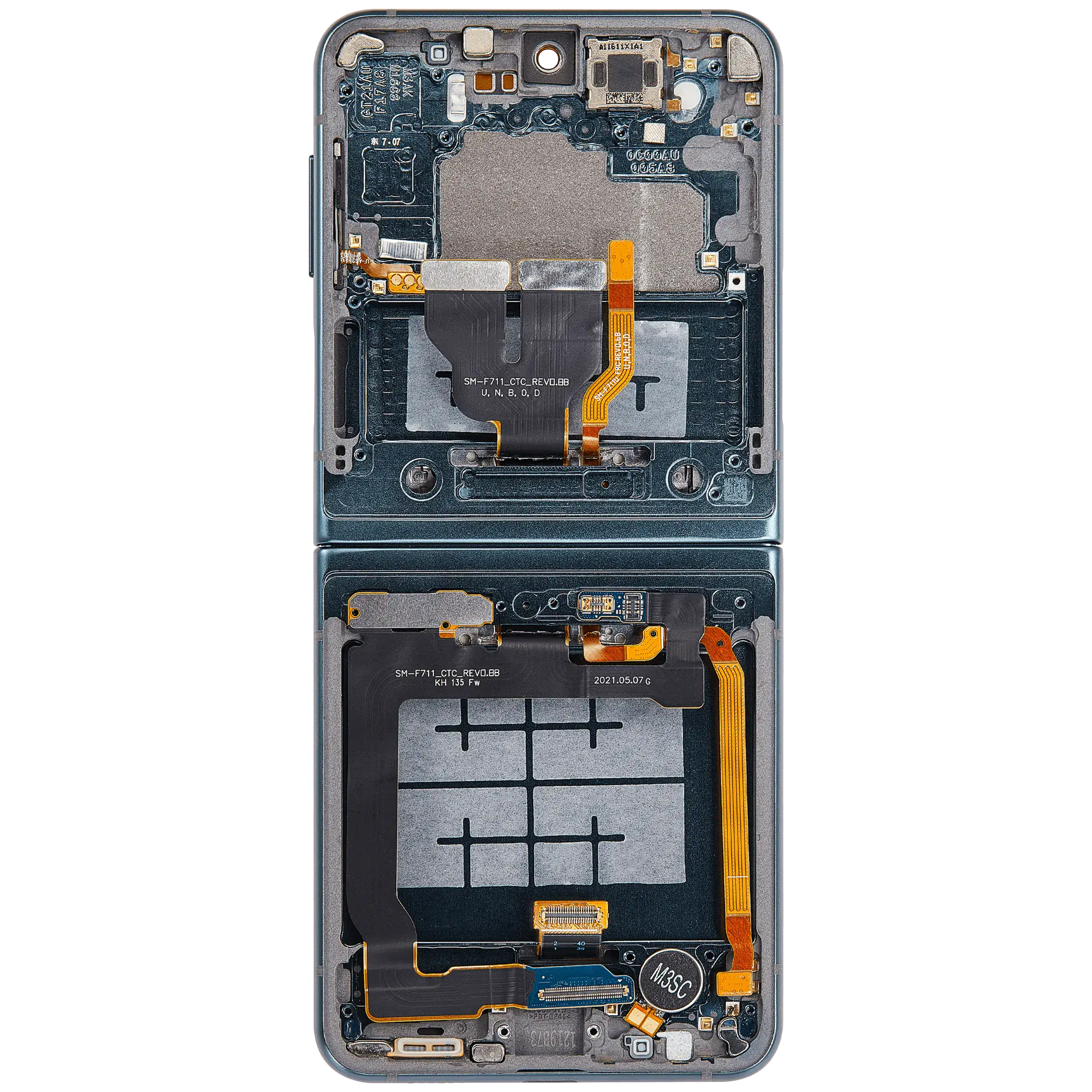 Inner OLED Display mit Rahmen für Samsung Galaxy Z Flip 3 5G (F711) (US & International) (Aftermarket Plus) (Green (Grün)) – Bild 4