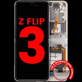 Inner OLED Display mit Rahmen für Samsung Galaxy Z Flip 3 5G (F711) (US & International) (Aftermarket Plus) (Cream)