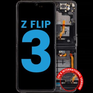 Inner OLED Display mit Rahmen für Samsung Galaxy Z Flip 3 5G (F711) (US & International) (Aftermarket) (Phantom Black)