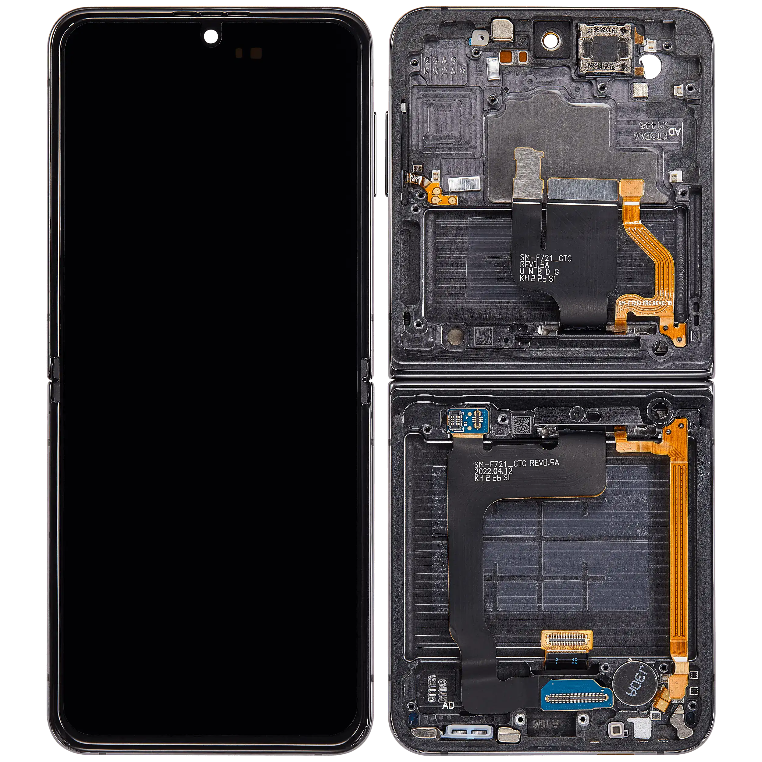 Inner OLED Display mit Rahmen für Samsung Galaxy Z Flip 4 5G (F721) (US & International Version) (Aftermarket) (Graphite) – Bild 2