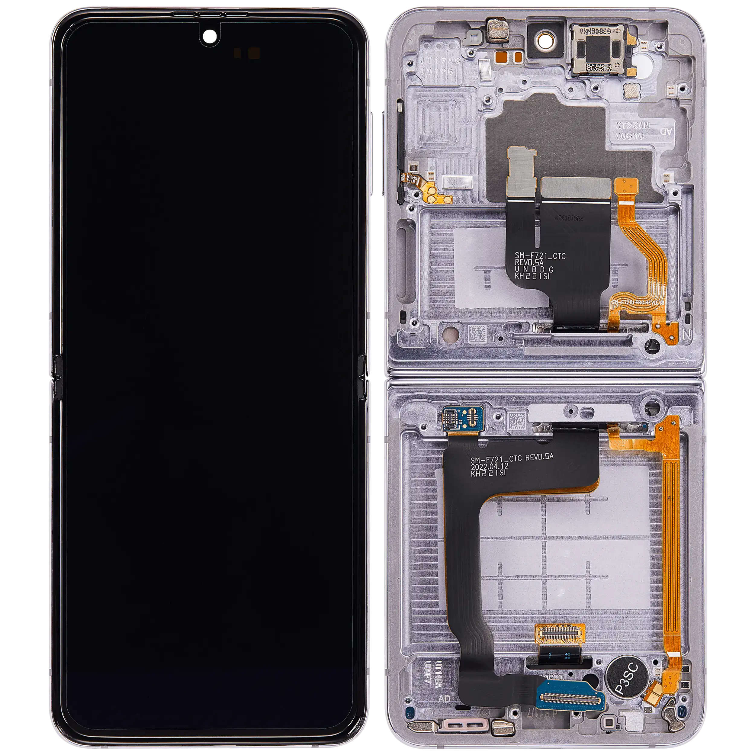 Inner OLED Display mit Rahmen für Samsung Galaxy Z Flip 4 5G (F721) (US & International Version) (Aftermarket) (Bora Purple) – Bild 2