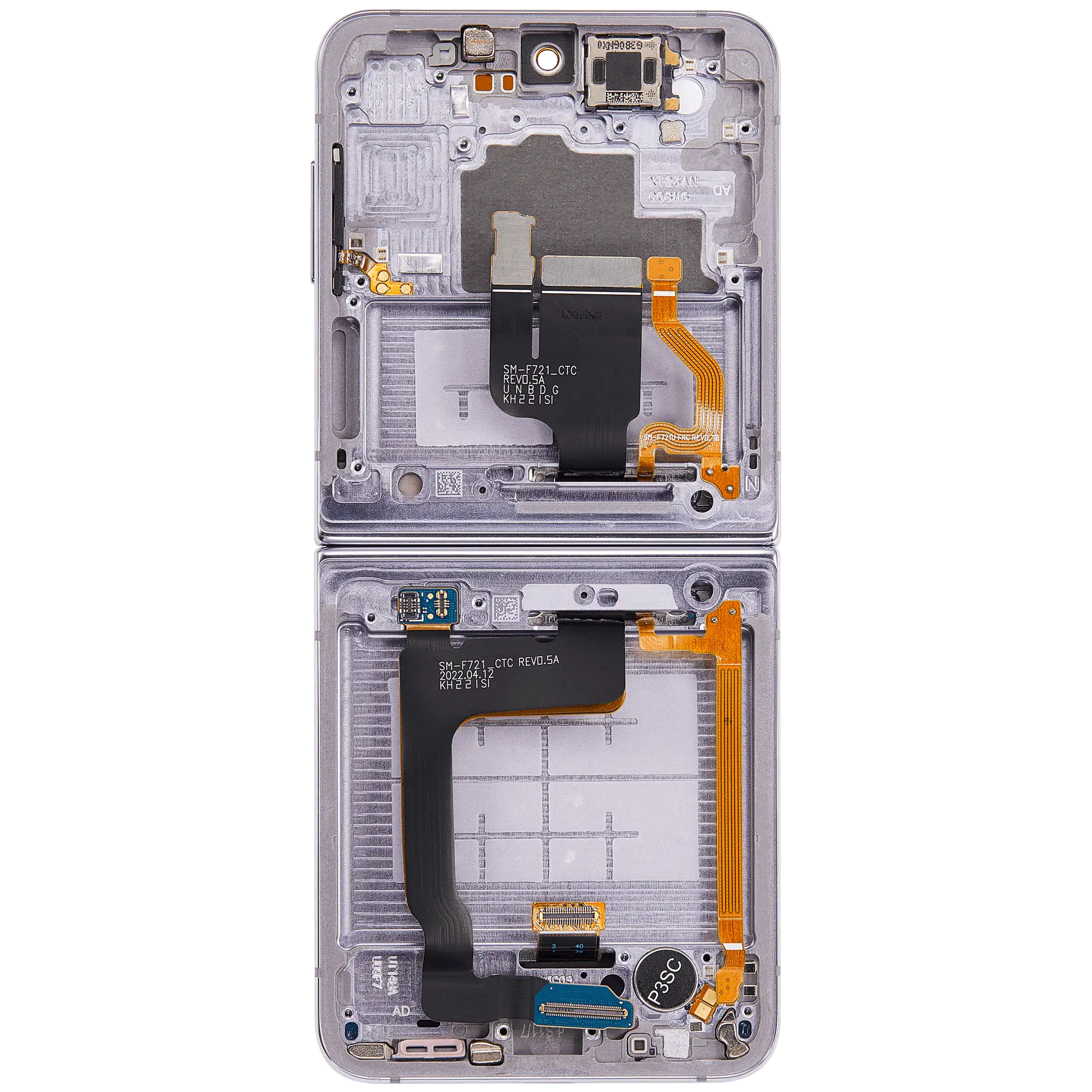Inner OLED Display mit Rahmen für Samsung Galaxy Z Flip 4 5G (F721) (US & International Version) (Aftermarket) (Bora Purple) – Bild 4