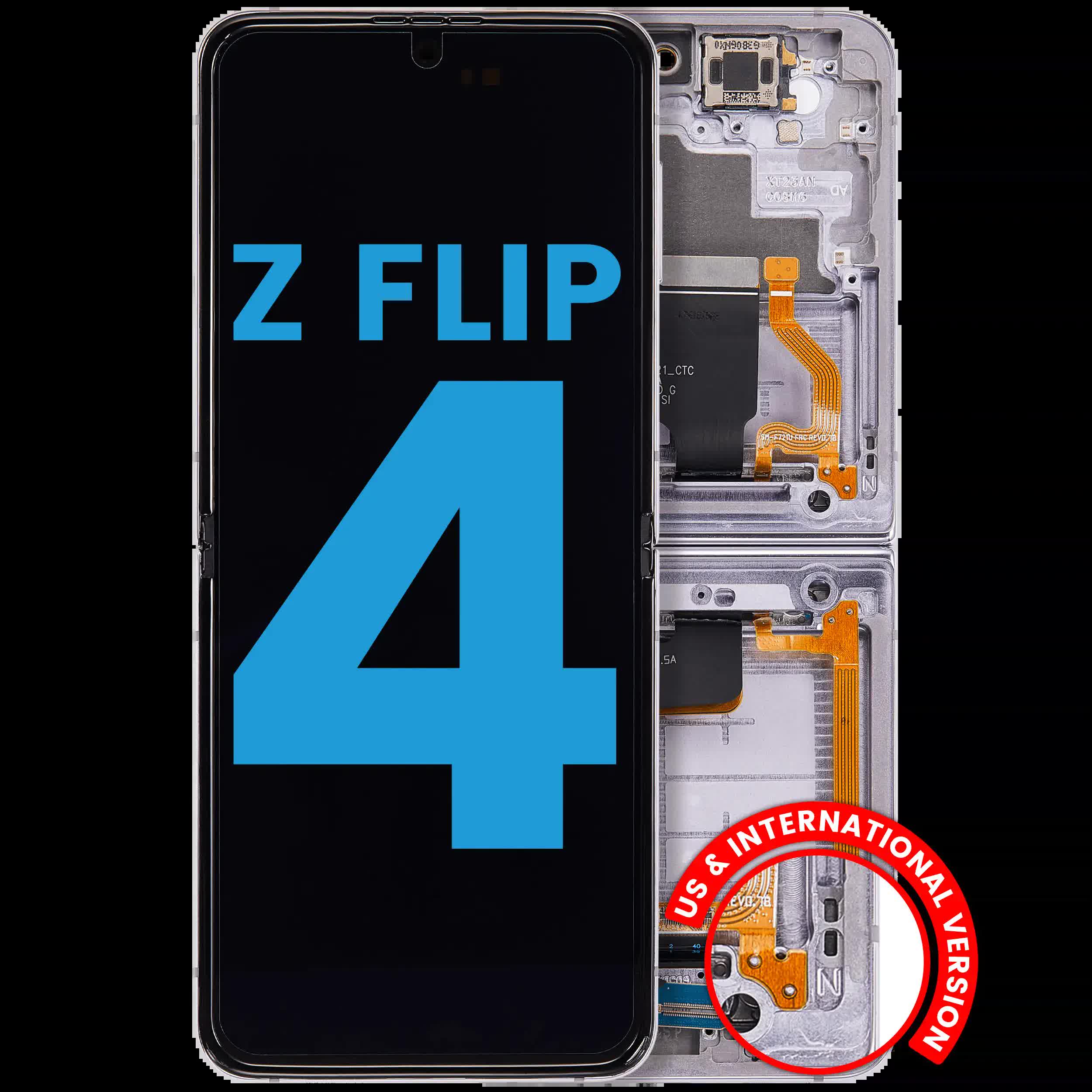 Inner OLED Display mit Rahmen für Samsung Galaxy Z Flip 4 5G (F721) (US & International Version) (Aftermarket) (Bora Purple)