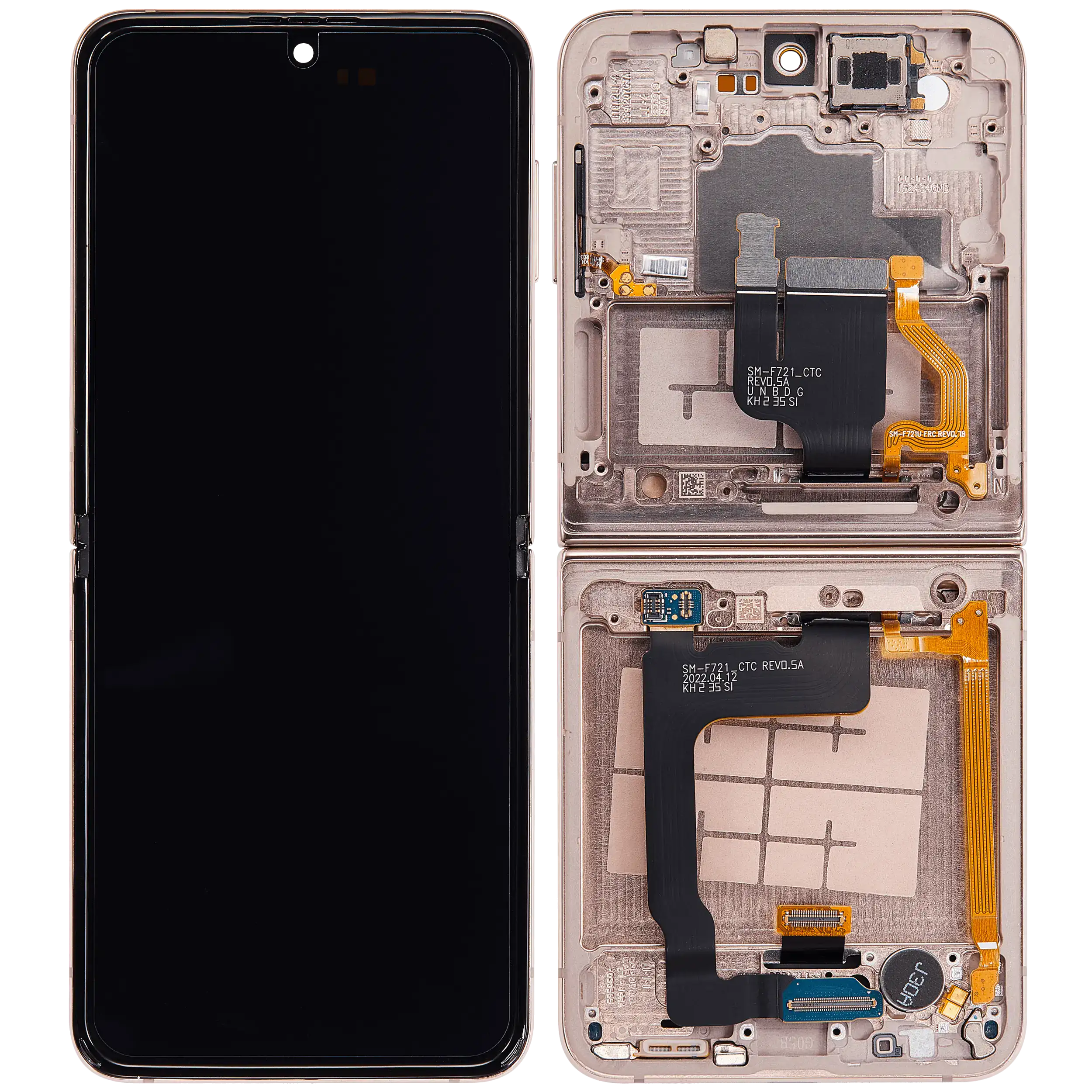 Inner OLED Display mit Rahmen für Samsung Galaxy Z Flip 4 5G (F721) (US & International Version) (Aftermarket) (Pink Gold) – Bild 2