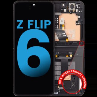 Inner OLED Display mit Rahmen für Samsung Galaxy Z Flip 6 5G (F741) (US & International) (Aftermarket) (Black (Schwarz))