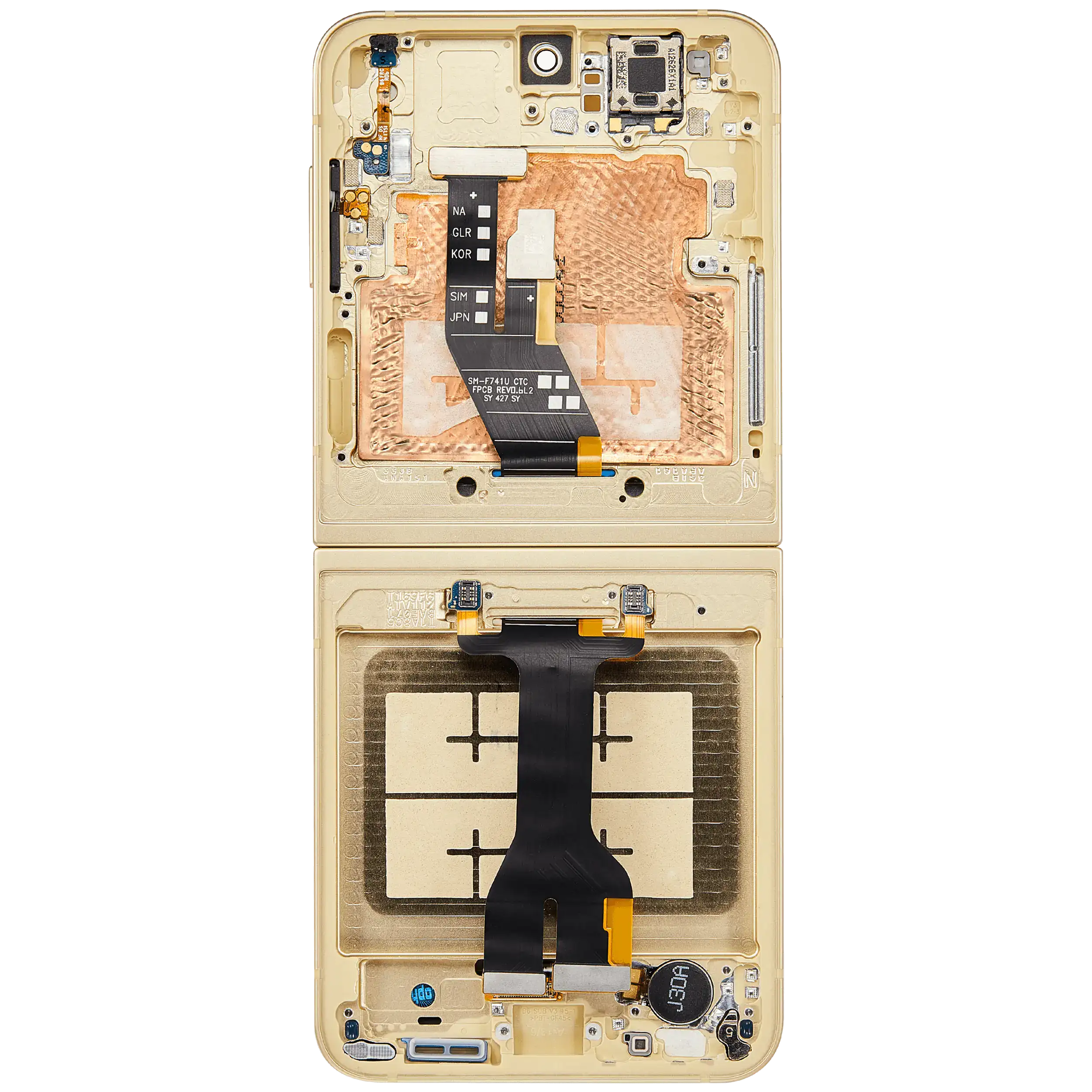 Inner OLED Display mit Rahmen für Samsung Galaxy Z Flip 6 5G (F741) (US & International) (Aftermarket) (Yellow) – Bild 4