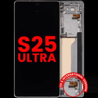 OLED Display mit Rahmen für Samsung Galaxy S25 Ultra 5G (Aftermarket Plus) (US & International) (Titanium White Silver)