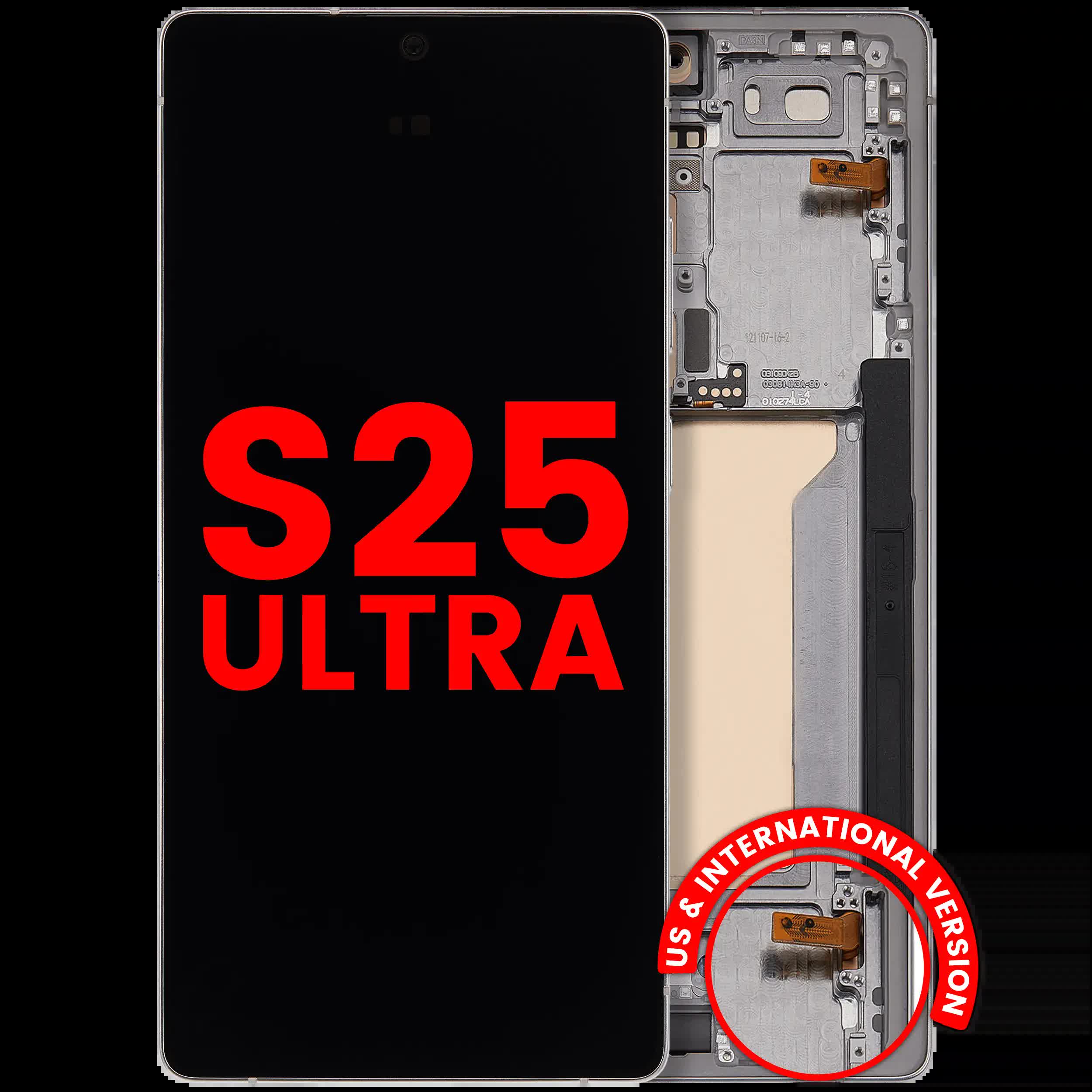 OLED Display mit Rahmen für Samsung Galaxy S25 Ultra 5G (Aftermarket Plus) (US & International) (Titanium White Silver)