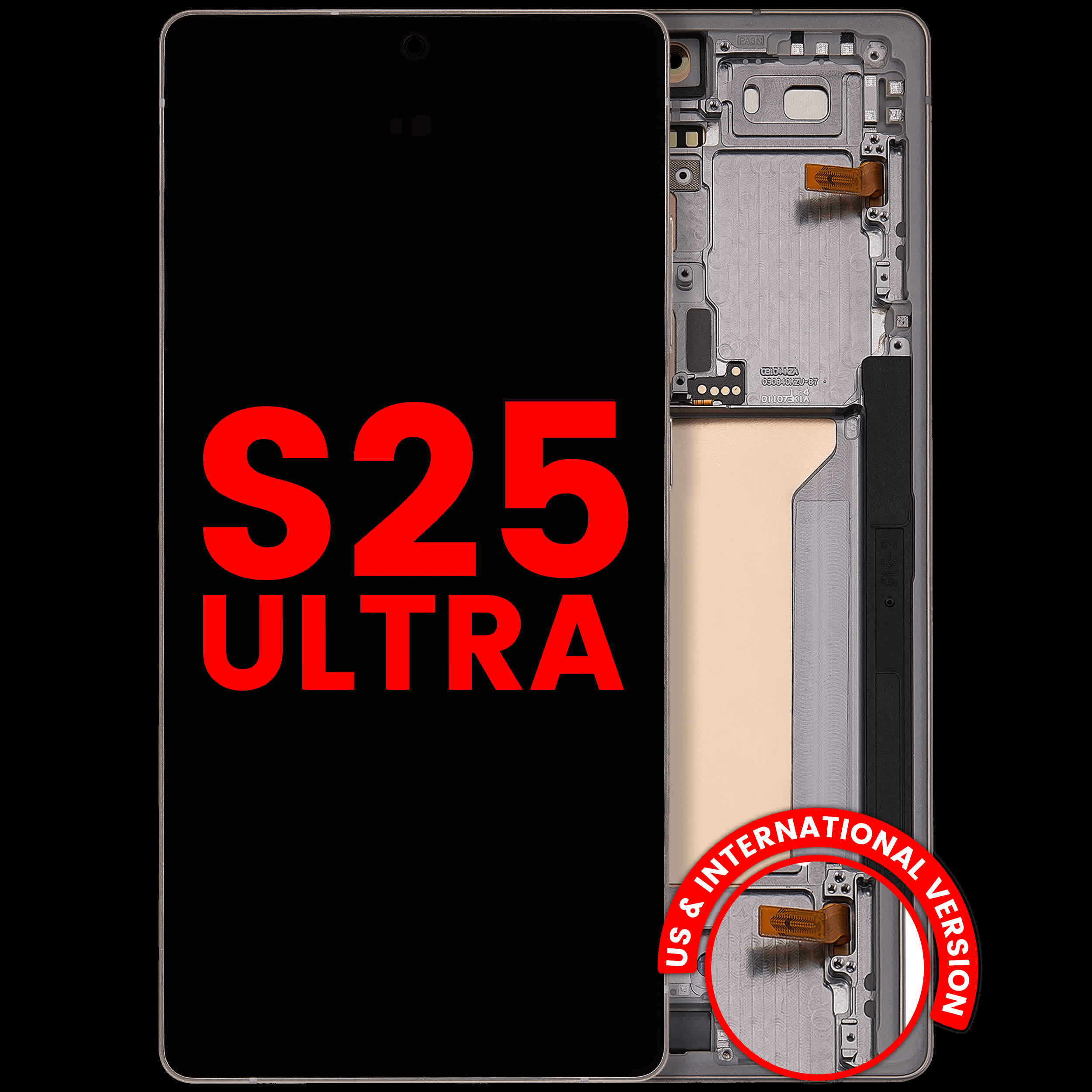 OLED Display mit Rahmen für Samsung Galaxy S25 Ultra 5G (Aftermarket Plus) (US & International) (Titanium Pink Gold / Jade Green / Grey)
