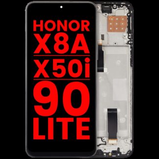 LCD Display mit Rahmen für Honor X8A / X50i / 90 Lite (Aftermarket Plus) (Midnight Black (Schwarz))