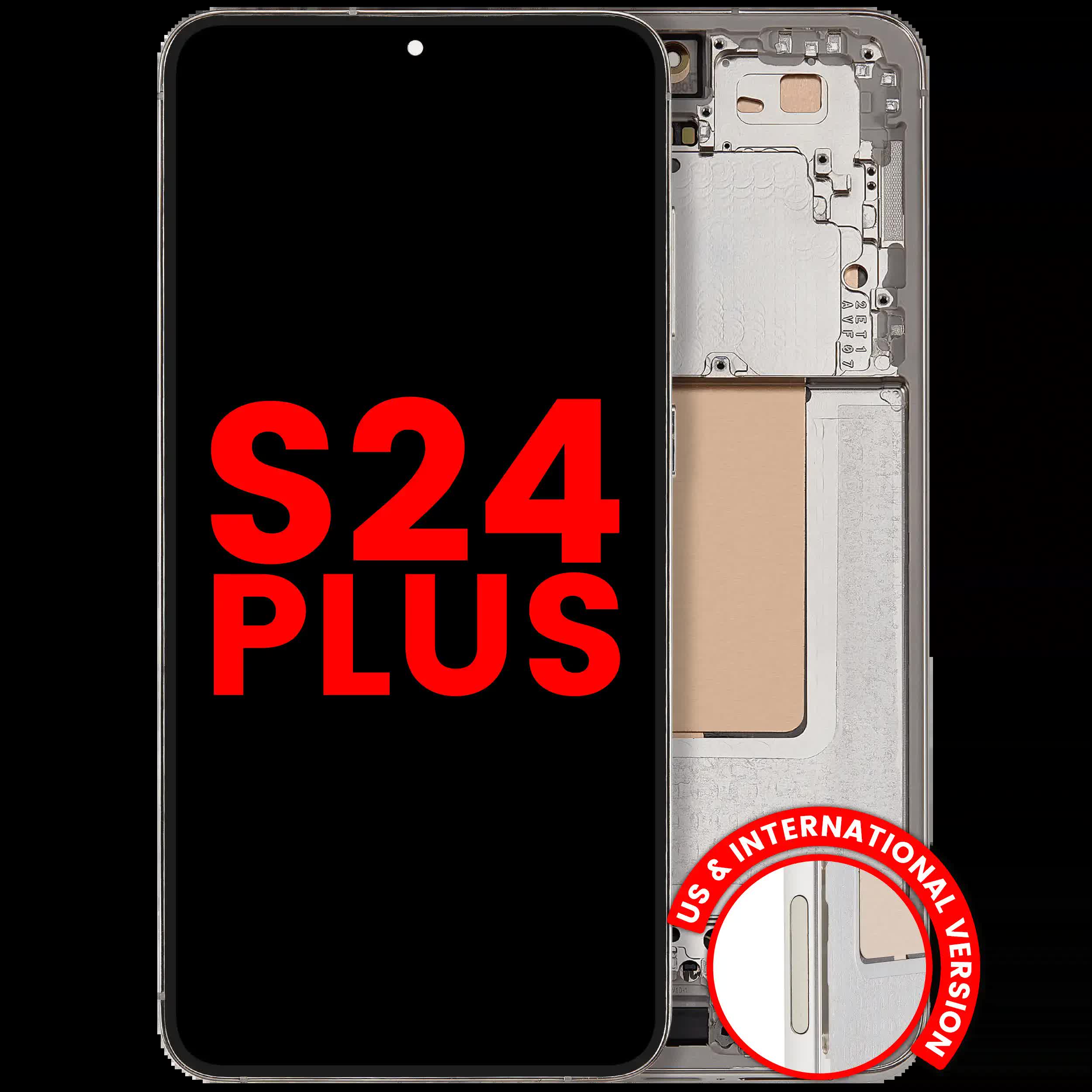 OLED Display mit Rahmen für Samsung Galaxy S24 Plus 5G (US & International Version) (Aftermarket Plus) (Amber Yellow)