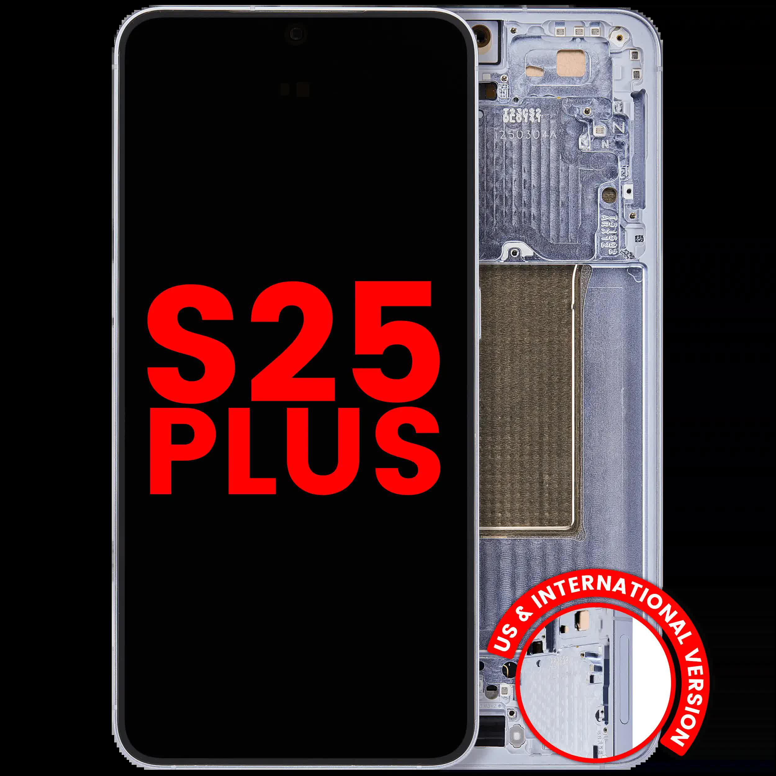 OLED Display mit Rahmen für Samsung Galaxy S25 Plus 5G (US & International Version) (Aftermarket Plus) (Icy Blue)