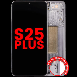 OLED Display mit Rahmen für Samsung Galaxy S25 Plus 5G (US & International Version) (Aftermarket Plus) (Silver Shadow)