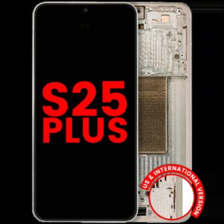 OLED Display mit Rahmen für Samsung Galaxy S25 Plus 5G (US & International Version) (Aftermarket Plus) (Pink Gold)