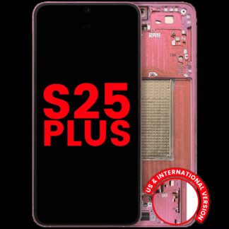 OLED Display mit Rahmen für Samsung Galaxy S25 Plus 5G (US & International Version) (Aftermarket Plus) (Coral Red)