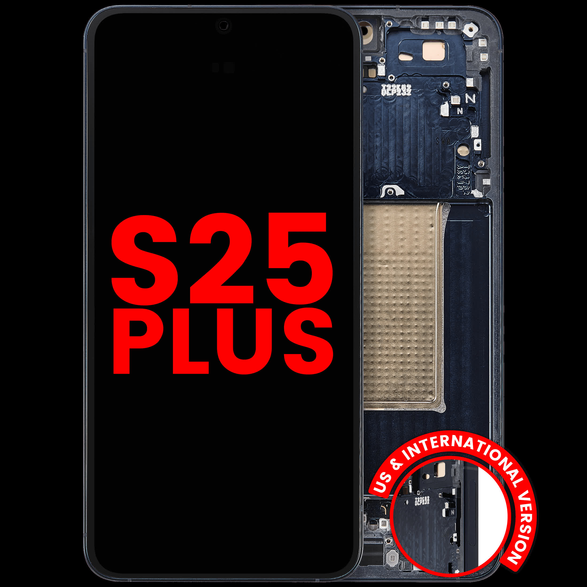 OLED Display mit Rahmen für Samsung Galaxy S25 Plus 5G (US & International Version) (Aftermarket Plus) (Blue Black)
