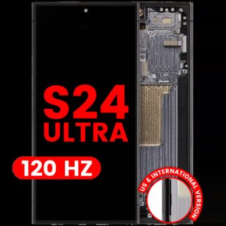 OLED Display mit Rahmen für Samsung Galaxy S24 Ultra (US & International Version) (Aftermarket Plus) (120Hz) (Titanium Black)