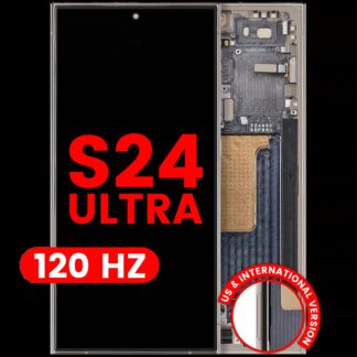OLED Display mit Rahmen für Samsung Galaxy S24 Ultra (US & International Version) (Aftermarket Plus) (120Hz) (Titanium Gray (Grau))