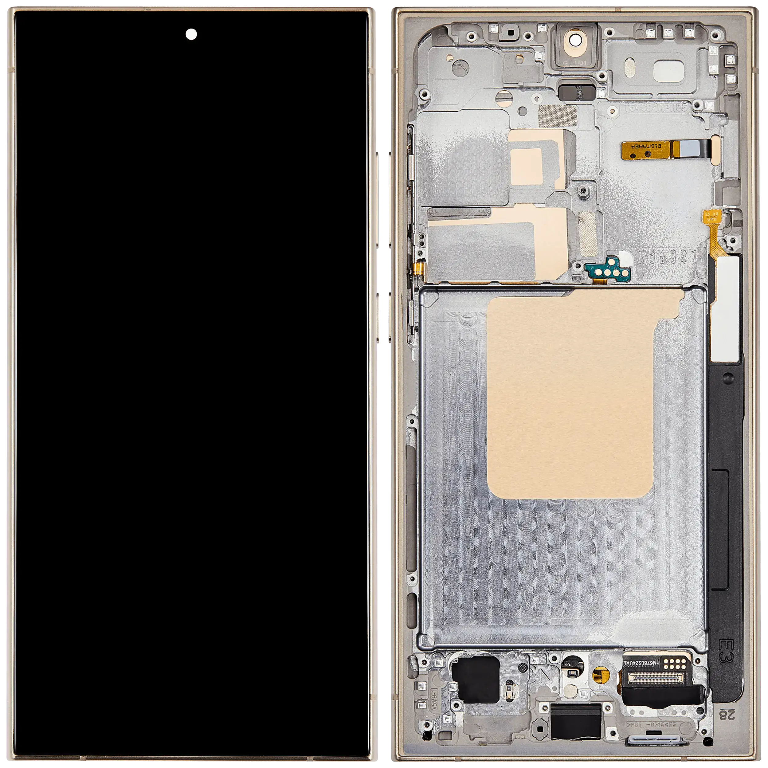 OLED Display mit Rahmen für Samsung Galaxy S24 Ultra (US & International Version) (Aftermarket Plus) (120Hz) (Titanium Yellow) – Bild 3