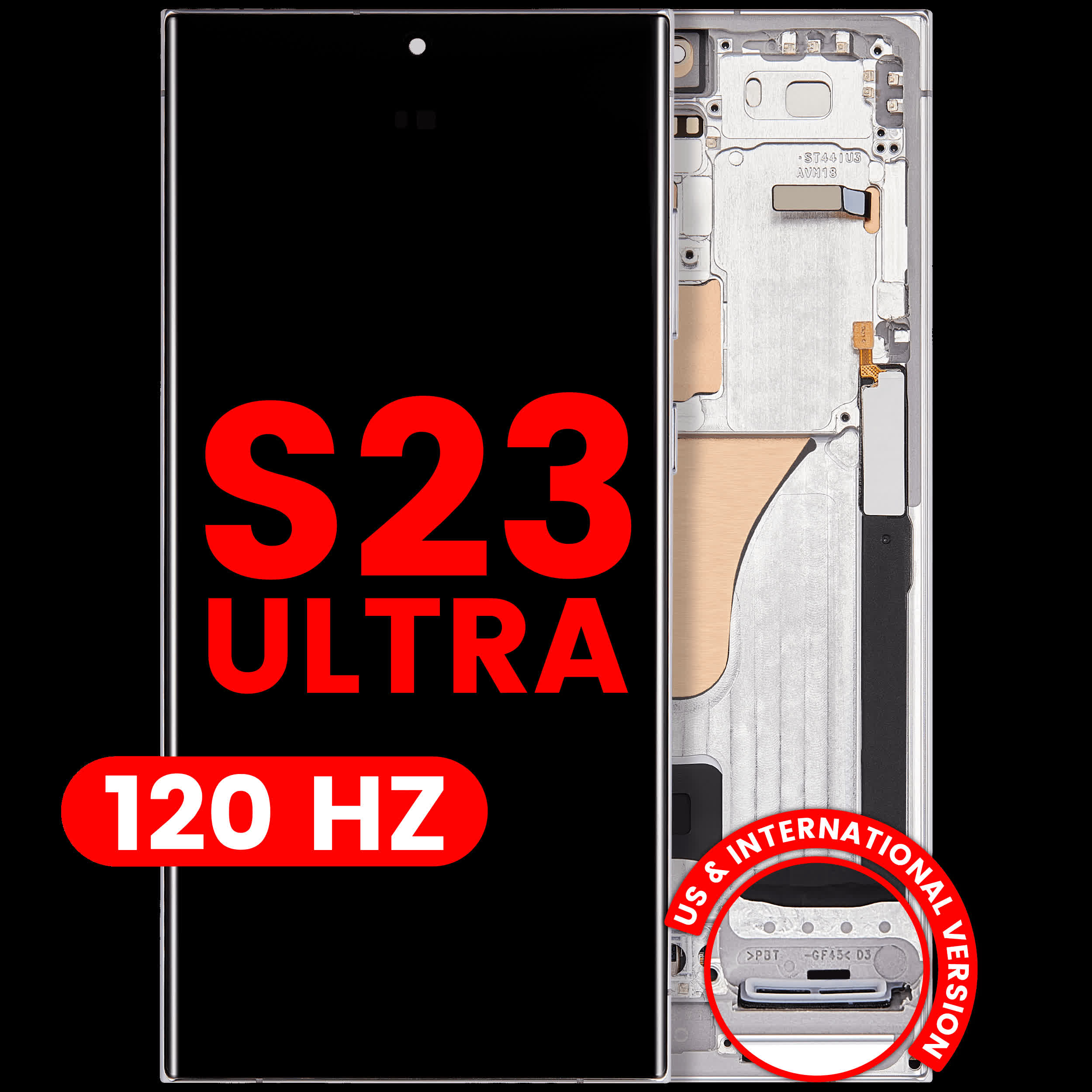 OLED Display mit Rahmen für Samsung Galaxy S23 Ultra (US & International) (Aftermarket Pro) (120Hz) (Sky Blue)